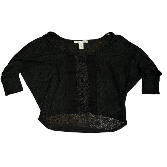American Rag Black Sheer Lace Blouse - Picture 4 of 7